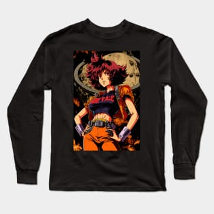 Anime Hot Girl in Futuristic outfit 90s style Long Sleeve T-Shirt